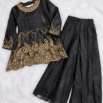 Black & Gold Embroidered Anarkali Suit