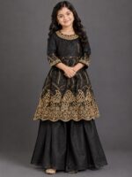 Black & Gold Embroidered Anarkali Suit - Image 2